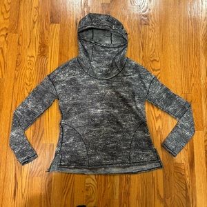 lululemon white/gray/black cowl neck hoodie with zipper pockets